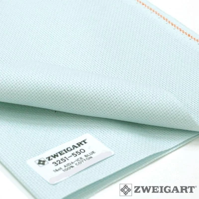 Zweigart Aida 16 ct 110 cm széles - jég kék
