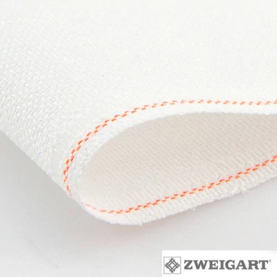 Zweigart aida 18 ct 55 cm széles - csillogó fehér