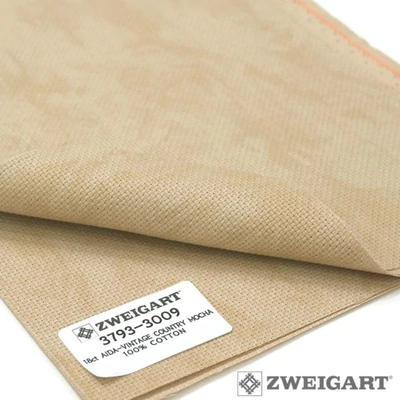Zweigart aida 18 ct 110 cm széles - vintage mokka