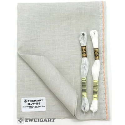 Belfast len hímzővászon 32ct 140cm széles - hamuszürke