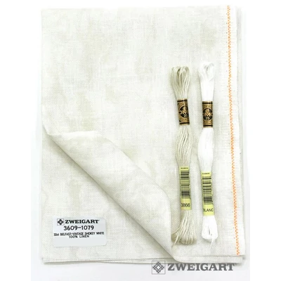 Vintage Belfast len hímzővászon 32ct 70 cm széles - füstösfehér