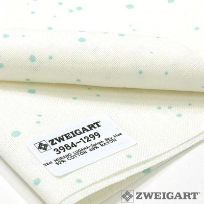 Zweigart Murano Splash kék foltos hímzővászon 32ct 140cm széles