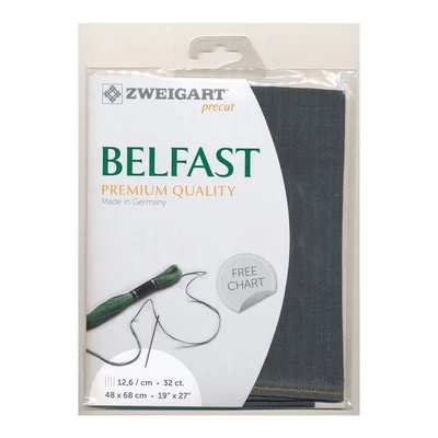 Zweigart Belfast precut 32 ct farmer kék hímzővászon 48*68 cm