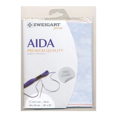 Zweigart precut 14 ct vintage kék színű aida 48*53 cm