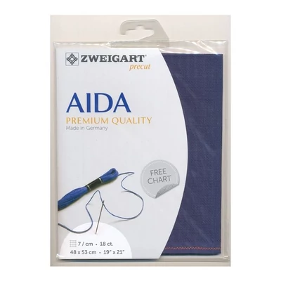 Zweigart precut 18 ct sötét kék aida 48*53 cm