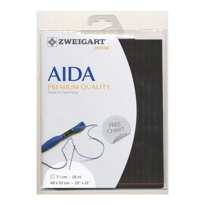 Zweigart precut 18 ct fekete színű aida 48*53 cm