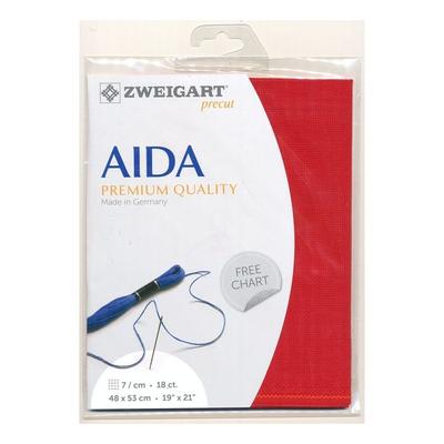 Zweigart precut 18 ct piros színű aida 48*53 cm